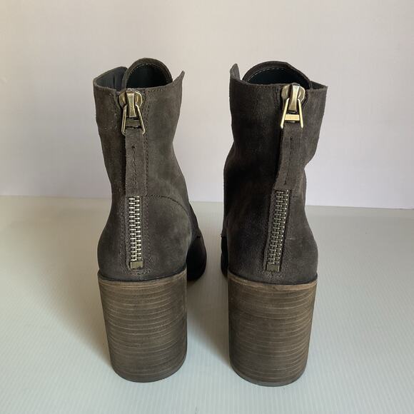 Dolce Vita Suede Lace-Up Booties Women’s 10M Block Heel Gray Ankle Boots New - Picture 5 of 9